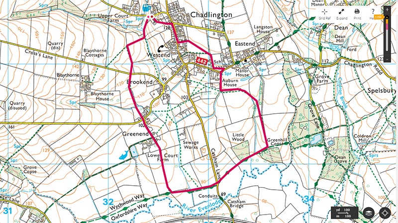 Map of circular walk, a shorter walk from The Tite Inn