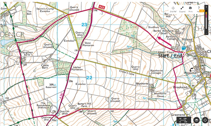 Map of circular walk from The Tite Inn